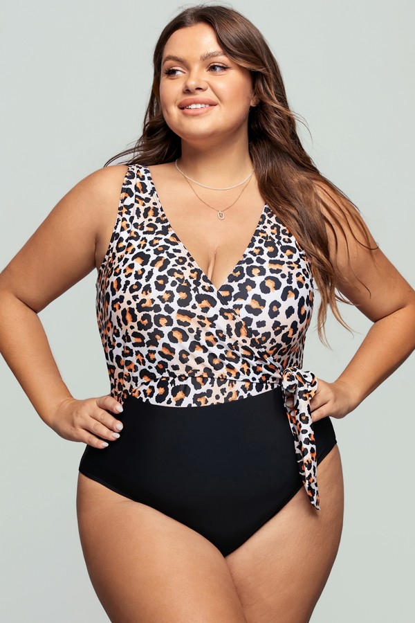 Leopard Grain Perfect Wrap One-Piece Swimsuit