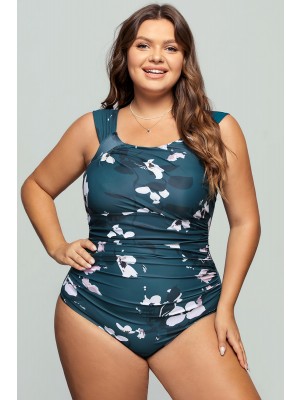 Victoria Deep Green Floral Off Shoulder One-Piece Swimsuit