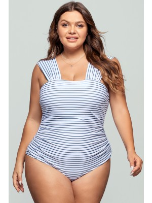 Stripes Modest Elastic One Piece Swimsuit