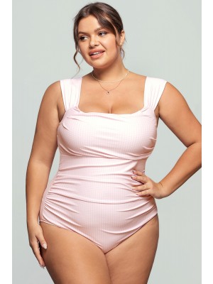Pink Checkers Off Shoulder One-Piece Swimsuit