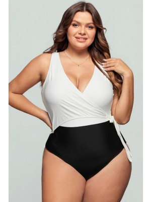 Black And White Perfect Wrap One-Piece Swimsuit