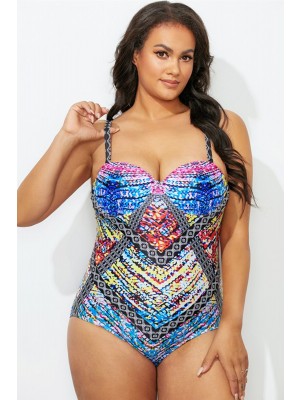 Colorful Sweetheart Neck One Piece Swimsuit
