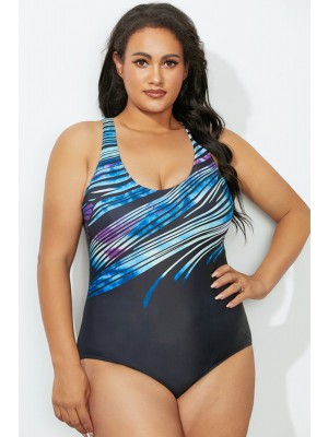 Lines Front XBack Tank OnePiece Swimsuit