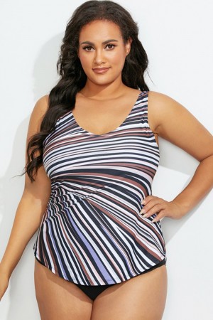 Prism Scoop Neck Sarong Front One Piece Swimsuit