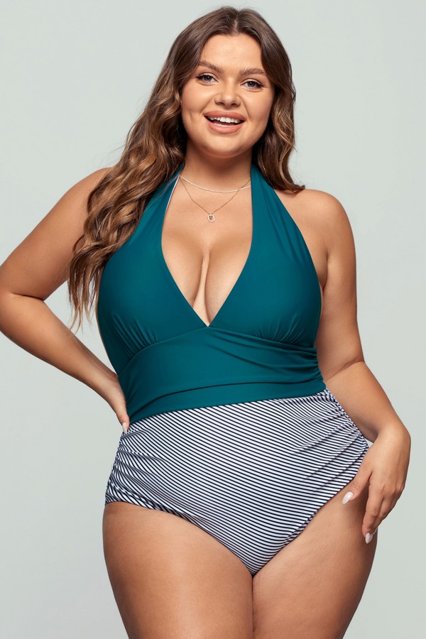 Stripe Green One Piece Swimsuit