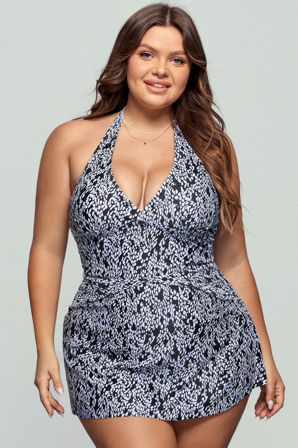 V-Neck Halter Swim Dress