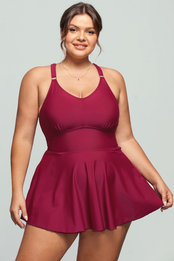 Scoop Neck Colorblock Swimdress