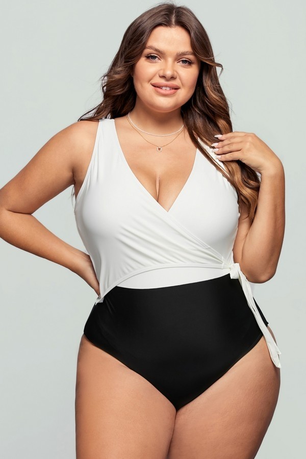 Black And White Perfect Wrap One-Piece Swimsuit