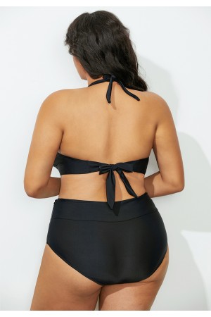 Black Halter VNeck Bikini Set