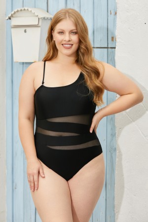Black One Shoulder OnePiece Swimsuit